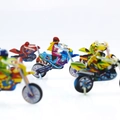 Blue motorcycle rider 3D puzzle toy made of colorful foam board for kids play - 3D Foam Motorcycle Puzzle