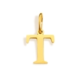 Polished gold initial T letter pendant for DIY necklace or bracelet jewelry - Letter T (Gold)