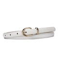 Elegante cintura sottile in ecopelle bianca da donna con fibbia a U in oro lucido e cuciture - Bianco