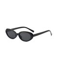 Retro-Sonnenbrille mit kleinem ovalem schwarzem Rahmen und dunkelgrauen Gläsern für Damen - Schwarzer Rahmen Schwarz Graue Gläser