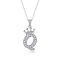 925 silver necklace with crown letter Q pendant and white moissanite sparkling stones - Letter Q