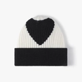 Bonnet en tricot côtelé noir et blanc pour femmes avec revers pour l'hiver et le froid - Noir & Blanc