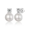 Elegant S925 sterling silver stud earrings featuring freshwater pearls and moissanite - 925 Silver / Large (With Certificate)