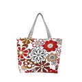 Large floral canvas tote bag with vintage red and brown prints on a white background - Red Floral