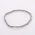 Minimalist silver stainless steel bead bracelet with a polished mirror finish for women - 3mm Ball / Steel