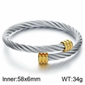 Braided steel cable cuff bracelet in two-tone silver and gold finish with 58x6mm inner size - Type B Silver & Gold (KB184185-XY)