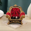 European vintage black and gold sofa jewelry stand with red lace detail for ring storage - Black with Red Texture