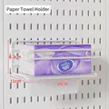 White metal tissue holder for pegboard wall storage, u-shaped wire rack 20cm width - Metal Wire Tissue Holder - White