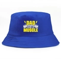 Blue DAD MADE OF MUSCLE printed cotton bucket hat for outdoor sports and gym casual wear - Sapphire Blue