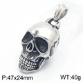 Silver gothic skull pendant in stainless steel with 47x24mm size and 40g weight details - Silver Skull Pendant (No Chain)