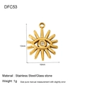 Detailed close-up of golden stainless steel evil eye charm with sunburst engraving - Gold Evil Eye (DFC53)