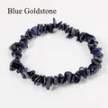 Handmade elastic bracelet with natural irregular blue sandstone crystal gemstone chips - Blue Sandstone