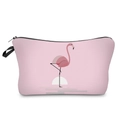 Stylish pink cosmetic makeup bag with artistic flamingo print, travel storage pouch - Pink Flamingo Print (304-15)