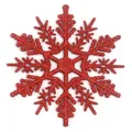 Sparkly red snowflake hanging ornament with 6-point design for Christmas tree decoration - 10CM-6g (With Rope) / Red