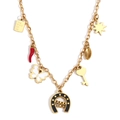 Collar de herradura y mariposa chapado en oro de 18K con colgantes de suerte y estrella - Dorado