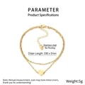Detailansicht der doppellagigen Herz-Fußkette aus Edelstahl mit 230mm Länge und Produktdaten - Gold (KJ4133-Z)