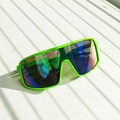 Kids sports sunglasses in vibrant green frame with blue-purple reflective mirror lenses - Green
