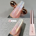 Misscheering Aurora Cat Eye Nail Polish in soft nude pink with holographic glitter finish - Crushed Ice Cat Eye Gel 01# (Soft Nude Pink)