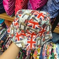 Detail of a canvas bucket hat with British flag and London landmark prints for sun protection - 12# British Style All-over