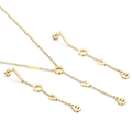 Golden stainless steel jewelry set with LOVE pendant and Roman numeral ring charms - Gold LOVE Roman Numerals Style (KS116707-K)