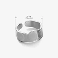 Adjustable silver irregular rippled texture stainless steel ring with 1.7cm diameter - Steel-colored Ring 190-1