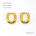 Minimalist 18K gold plated stainless steel oval hoop earrings for a stylish look - Smooth Oval Style (987) / Gold