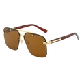 Vintage square sunglasses with gold metal double bridge and tortoise shell frames - Brown Frame Tea Lens