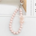 Pink beaded keychain with translucent bear charm and flower pendant for bags - Charm / K1786 Bear Pendant Pink