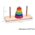 Eight-layer wooden Tower of Hanoi puzzle toy with colorful rings for logic training - Large 8-Layer Tower of Hanoi