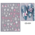 Christmas nail art stickers featuring pink and white snowflake reindeer patterns CO-031 - CO-031