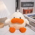 Soft creamy white plush duck toy with orange beak and feet in a cozy home setting - Big Mouth Duck / 20cm