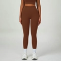 High-waisted compression yoga leggings in deep chocolate brown for fitness and running - S / Bottoms / Sand Brown