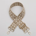 Bohemian geometric jacquard wide shoulder strap with light gold swivel metal buckles - No. 487 Silver Hook