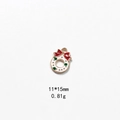 Detail of Christmas wreath alloy pendant with enamel bow and sizing measurements - No.25 Red Bow Small Wreath