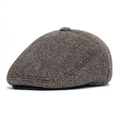Retro brown herringbone newsboy hat with warm ear protection for men - One Size / Coffee Herringbone