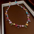 Macro view of colorful zircon pendant necklace in a luxury gift box with sharp facets - 1# Multicolor Necklace