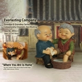 Elderly couple resin figurine washing feet scene, Chinese style gift W935-1, 17x14x16cm - 935-1 Washing Feet
