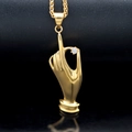 Collar de acero inoxidable dorado con colgante de mano y gema transparente incrustada - Solo Colgante / Dorado
