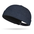 Donkerblauwe denim Miki Hat met verstelbare metalen gesp en klassieke opgerolde rand - Marineblauw