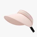 Pink open-top sun hat in breathable ice silk with adjustable strap and wide brim - Adjustable / Pink (24H137)