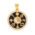 Golden sun and moon medallion pendant with deep blue glitter stone and crystals - Astrology-Blue Sand