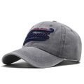 Detail of grey washed cotton baseball cap with Hawaii embroidery and vintage curved brim - 56-60cm (Adjustable) / Gray