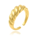 Anello regolabile in rame placcato oro 18K con esclusivi motivi geometrici a spirale - Texture a spirale (J-1138)