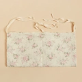 Detail of floral cotton hanging storage bag with two pockets and tie straps for crib - Vintage Flower