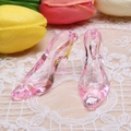 Close-up of translucent pink acrylic high heel charms on a white lace background - Light Pink