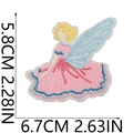 Detailed view of fairy embroidery patch with precise size dimensions in cm and inches - Pink Blue Elf (S30HXZ-12-22)