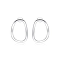 Minimalist silver S925 sterling silver earrings with irregular geometric oval design - Irregular Oval Studs