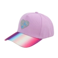 Mädchen Baseballkappe in Lila mit Meerjungfrau-Herzstickerei und Regenbogen-Glitzer - Meerjungfrau Herz - Lila
