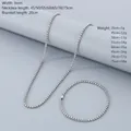 Halskette und Armband aus silbernem Edelstahl, Box-Kette, verschiedene Längen, 3mm Breite - 3mm Stahl Armband