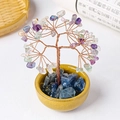 Handmade mixed crystal money tree with copper wire in a yellow ceramic bowl decor - 7 Chakra Mixed Chips (Yellow Cup)